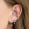 Dangle brincos requintado rosa zircão bonito coração conjunto para mulheres moda ouro cor orelha manguito corrente parafuso prisioneiro 2024 jóias atacado