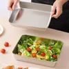 Dinnerware Stainless Steel Storage Tray Rectangular With Lid Small Box Physical Kitchen Fresh-keeping