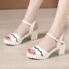 Dress Shoes Plus Size 32-43 Block Heel Sandals Women 2024 Summer High Heels Sandalias Ladies Platform OL Office