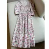 Casual Dresses BATA Spring Fashion Women Long Sleeve Dress Chiffon Square Neckline Mid-Calf Harajuku Style Luxury Brands Floral