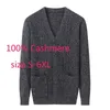 Arrival Fashion Autumn Winter Jacquard Thickened V-neck Computer Knitted High Quality Cashmere Sweater Coat Plus Size S-6XL 240131