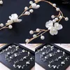 Hair Clips Fashion Bridal Wedding Crystal Accessories Pearl Flower Headband Bride Hairband Bead Decoration Comb For Women Jewelry