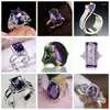 Cluster Ringe Große Lila Quadrat Stein Ring Splitter Farbe Aushöhlen Geometrische Zirkon Für Frauen Engagement Schmuck Femme Zubehör