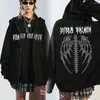 Hoodies femininos oversized hoodie gótico anime esqueleto impressão moletom com capuz 2024 punk hip hop streetwear masculino pulôver casual harajuku y2k