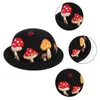 Parent-Child Winter Autumn Faux Wool Felt Jazz Hat Cute Cartoon Mushroom Ladybird Embroidery Vintage Prom Bucket Cap Party Props 240130