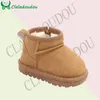 High Quality Snow Ankle Boots For Kids Boys Girls Solid Black Brown Zip Winter Boot For Toddler 0-3years Baby Warm Plush Shoes 240131