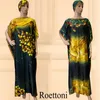 Roupas étnicas Seda 1 Conjuntos Maxi Robe Kaftan Vestido de Senhora com Lenço Solto Impressão Flor Muçulmana Abaya Lindo Partido Estilo Oversize Outfit