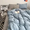 Полосатый серый комплект пододеяльников Mix and Match матовое одеяло, плоские простыни, зимнее постельное белье, односпальная двуспальная кровать, el Home 240131