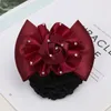 Hair Clips Rhinestone Korean Style Lovely Headdress Cloth Accessory Spring Clip Girl Bun Cover Snood Women Net Holder