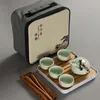 Presente de chá chinês conjunto de chá de viagem kung fu conjunto de chá portátil bule de porcelana conjunto de chá gaiwan xícaras de chá cerimônia ferramenta de chá 240124