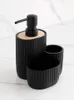 Accessoires de cuisine Distributeur de pompe à savon avec porte-éponge et porte-brosse Distributeur de savon liquide à vaisselle 3 en 1 en bois noir 240122