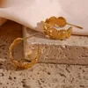 Hoop Earrings Casting Cute Lovely Y2K Baby Sun For Girls Waterproof Tarnish Free Sunflower Gold Plated C Shape Earring Party