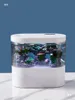 Desktop criativo mini aquário tanque de peixes com sistema de filtragem bioquímica e luz led betta peixe ciclo de água ecológica 240124