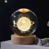 Luzes noturnas bola de cristal luz de cabeceira usb plug-in 3d lâmpada planetária ornamentos de iluminação artesanato presente de feriado decoração de casa para estudo de escritório