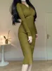 Vintage örgü kazak uzun kollu midi elbiseler Kadınlar İnce Koreli Zarif Yeşil Düğme V Boyun Gövde Elbise Sonbahar 240124