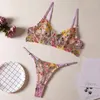 Bras Sets Sexy Floral Fancy Lingerie Lace Embroidery Fairy Seamless Tulle Underwear See Through Exotic Beautiful Bilizna Set