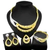 Mode Italien Vergoldete Damen Halskette Schmuckset Einfacher Stil Vergoldeter Ring Armband Ohrringe Afrikanischer Schmuck Hochzeit 240125