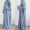 Abbigliamento etnico 3 pezzi Abaya Kimono abbinato Hijab sotto il vestito Set musulmano Abaya per le donne Dubai Caftano Arabo Turchia Islamico africano