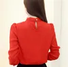 Blusa vermelha branca feminina trabalho usar arco colarinho manga longa chiffon blusa camisa superior S-XXXL blusas femininas zy3620 240202
