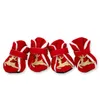 Vêtements pour chiens Festival Chaussures pour animaux de compagnie Hiver Chaud Respirant Noël Elk Bell Chiens avec peluche pour petites bottes décontractées antidérapantes