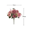 Decorative Flowers Rose Pink Peony Artificial Flower 6 Fork Vintage Style Realistic Non-fading UV-resistant Lifelike