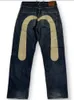 Vintage lavado impresso jeans para homens perna larga jeans high street roupas masculinas y2k estilo solto calças de algodão streetwear 240126