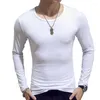 Homens camisetas Manga Longa Mens T-shirt Sexy V-Pescoço Básico Tees Slim Fit Casual Sports Muscle Designer Sólido Tops Base