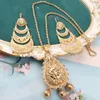 Halsband örhängen set eleganta kvinnors smycken guld pläterade stora hängande månform marockansk arabisk kvinna brud set