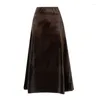 Skirts Sexy Club Party Velvet Long Skirt Women's 2024 Spring Elastic High Waist Slim A-line Large Swing Female Korean Y2k