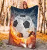 Couvertures de ballon de football, couverture polaire d'eau de feu, imprimé de chien, portable pour adultes/enfants Sherpa