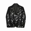 Koreanska herrs paljetter Blazer Glitters Bling Suit Jackets Singer Stage Shiny Kläder Svart Silver Oversize Party Coat Man 240201