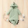 geborenes Baby Kleidung einfarbig Kapuzen-Reißverschluss Overall Strampler geborenes Baby Jungen Mädchen Cartoon Dinosaurier Kostüm 240202