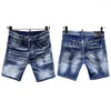 Herren Jeans Denim Shorts Five Quarter Mittellange Laser Watermark Original Cardigan Stretch Short