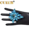 CUIER 6.5*7 cm se démarquent en verre brillant pierres précieuses femmes anneaux accessoires pour la mode femme alliage bague bijoux pour mariage 240125