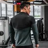 Camisa de compressão de ginástica masculina masculino Rashgard Fitness Mangas compridas roupas de corrida homme camise