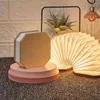 Veilleuses LED lampe de Table pliante accordéon lumière 3 couleurs USB Charge livre en bois cadeau d'anniversaire pour enfants éclairage Decora