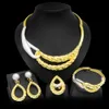 Mode Italien Vergoldete Damen Halskette Schmuckset Einfacher Stil Vergoldeter Ring Armband Ohrringe Afrikanischer Schmuck Hochzeit 240125