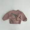 8435 Inverno Neonate Ragazzi Pile Velluto Caldo Manica lunga Top Primavera Bambini Sweatershirt Dinosauro Stampa Felpe con cappuccio 240129