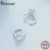 Platinum Plated Cubic Zirconia 925 Sterling Silver Hoop Earrings Solitaire Small Round Huggie Fashion Earrings for Women 240119