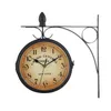 Wall Clocks Metal Clock Double-sided Europe Vintage With Iron Rack Battery Operated Indoor For Room