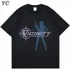 T-shirt da uomo oversize grafica gotica estiva top in cotone Y2k stampa estetica manica corta tee moda coreana streetwear 240126