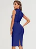 BEAUKEY Sexy Blue Winter Dress Bandage Women Green Vintage Maxi Party Dresses Celebrity Bodycon Knitted Vestido XL 240202