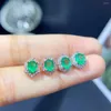 Stud Earrings 4mm 5mm Natural Emerald For Party Solid 925 Silver Brithday Gift Woman