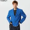 Повседневные топы в простом стиле INCERUN, мужские дизайнерские пиджаки с изогнутым подолом, модные однотонные пиджаки с длинными рукавами, S5XL 240201