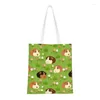 Sacos de compras Cobaia Desfile Saco de Supermercado Impressão Canvas Shopper Tote Ombro Grande Capacidade Durável Bolsa Doméstica Cavy