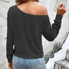 Blusas femininas senhora roupas diárias superior elegante um ombro manga longa pulôver macio respirável casual primavera/outono camiseta