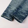 Jeans da uomo Arrivi Indaco chiaro Stile streetwear Tie Dye Costole Patchwork Fori elasticizzati Slim Fit High Street Distressed Strappato