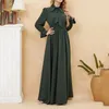 Vêtements ethniques Satin Femme Robe Ramadan Musulman Mode Ceinture Abaya Dubaï Turquie Arabe Maxi Robes Islam Robes Bow Col