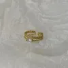 Anelli a grappolo 2.3g Un pezzo di moda creativa zircone intarsiato catena di gioielli per le donne Argento sterling 925 oro 18 carati aperto
