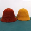 Berets inverno quente mulheres pescador chapéu cor sólida chenille cúpula bob boné moda panamá bacia menina malha balde sunbonnet gorras